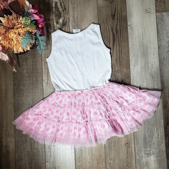 Kid U Not Pink and White Polka Dot Shimmery Sleeveless Tutu Dress Size 5/6 EUC - Picture 5 of 15